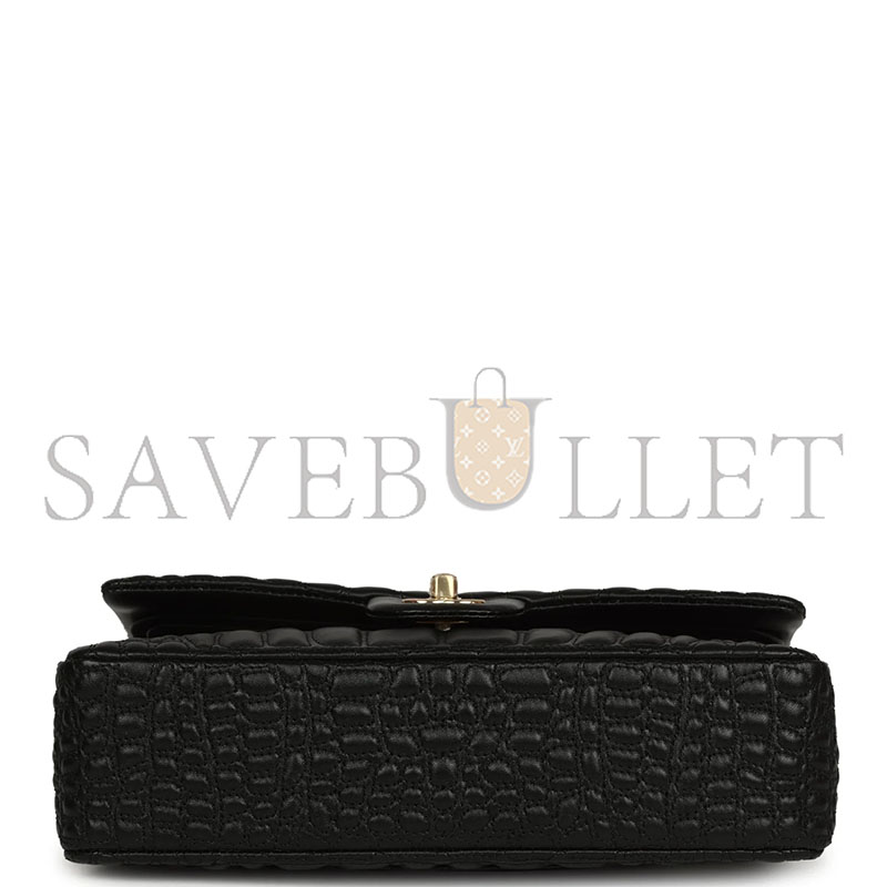 CHANEL MEDIUM CLASSIC CROC-EMBOSSED DOUBLE FLAP BAG (25.5*15.5*6.5cm)